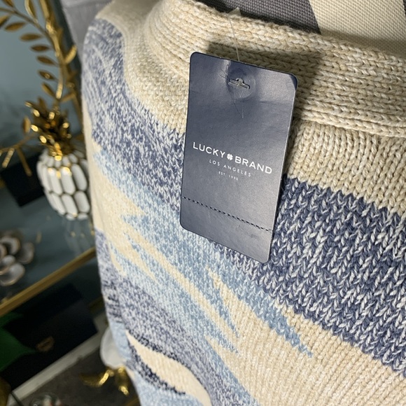 Lucky Brand Jersey Intarsia Aztec Print Cardigan Sweater - Picture 5 of 5